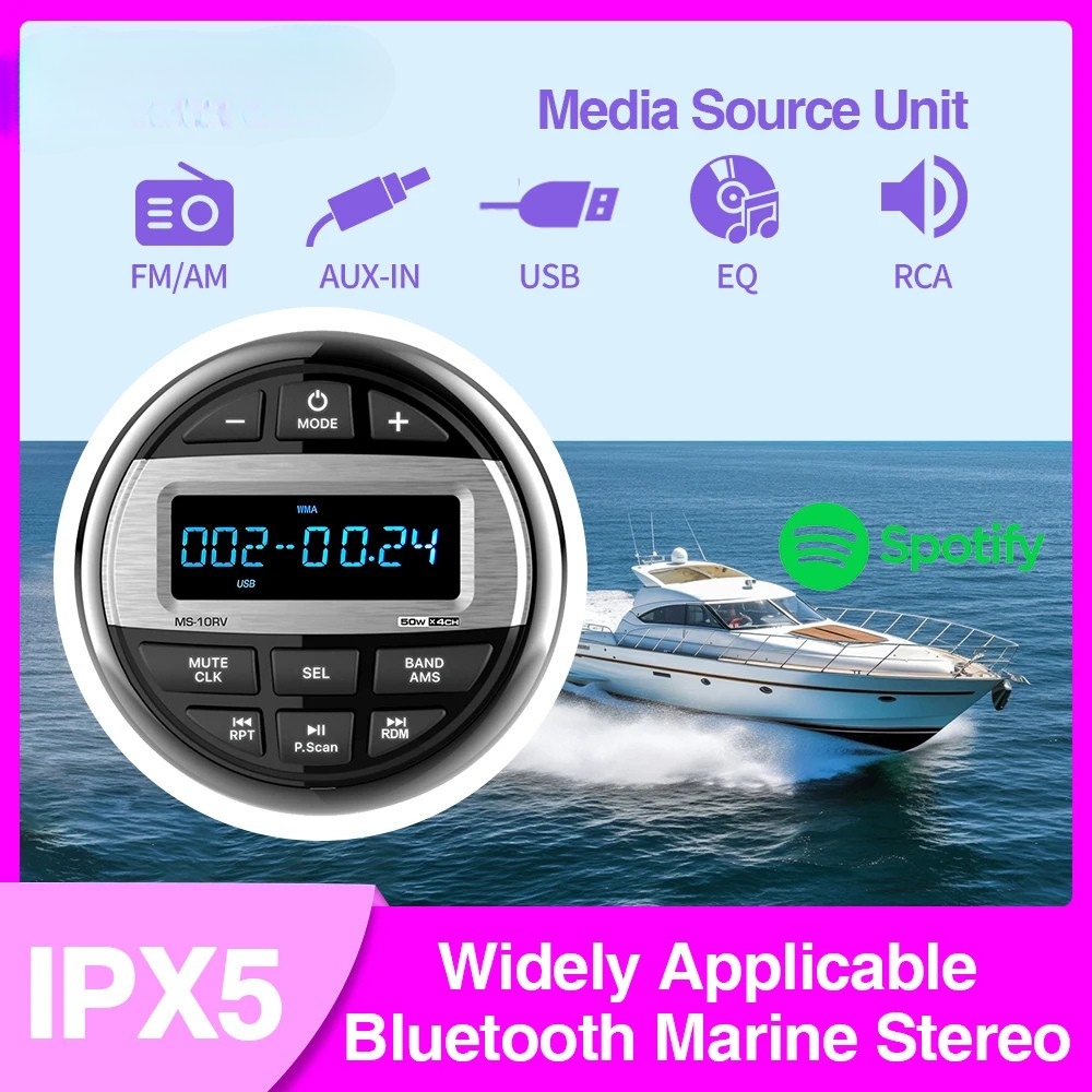 Waterproof Marine Bluetooth Stereo System for Boats, RVs & Outdoor Use