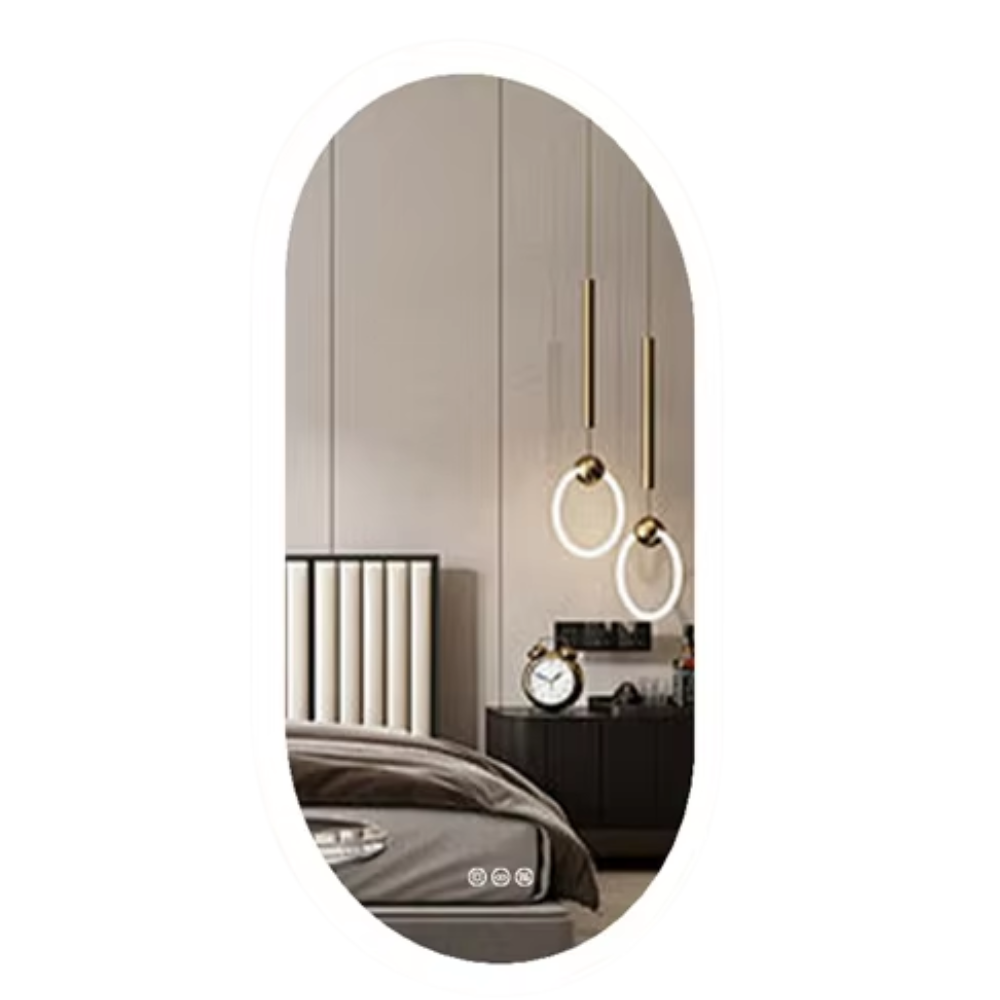 Oval LED Bathroom Mirror with 3-Color Lighting and Anti-Fog