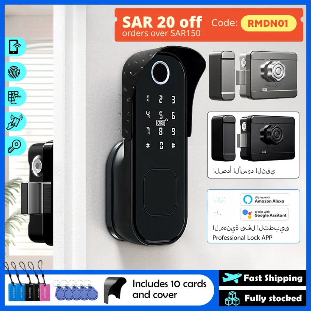 Outdoor Smart Lock with Remote, Fingerprint & Keypad Entry Reversible Handle Design
