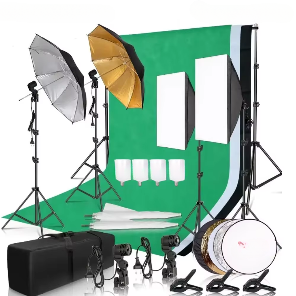 Photography Background Stand with 240x400cm Muslin Backdrop