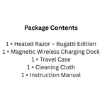 Cordless Heated Razor with 5 Nanotech Blades and Travel Case Bugatti Edition