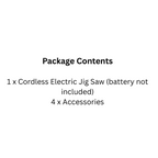 Portable Electric Jig Saw Cordless 1000W, Adjustable 45° Angle, 4 Accessories Included