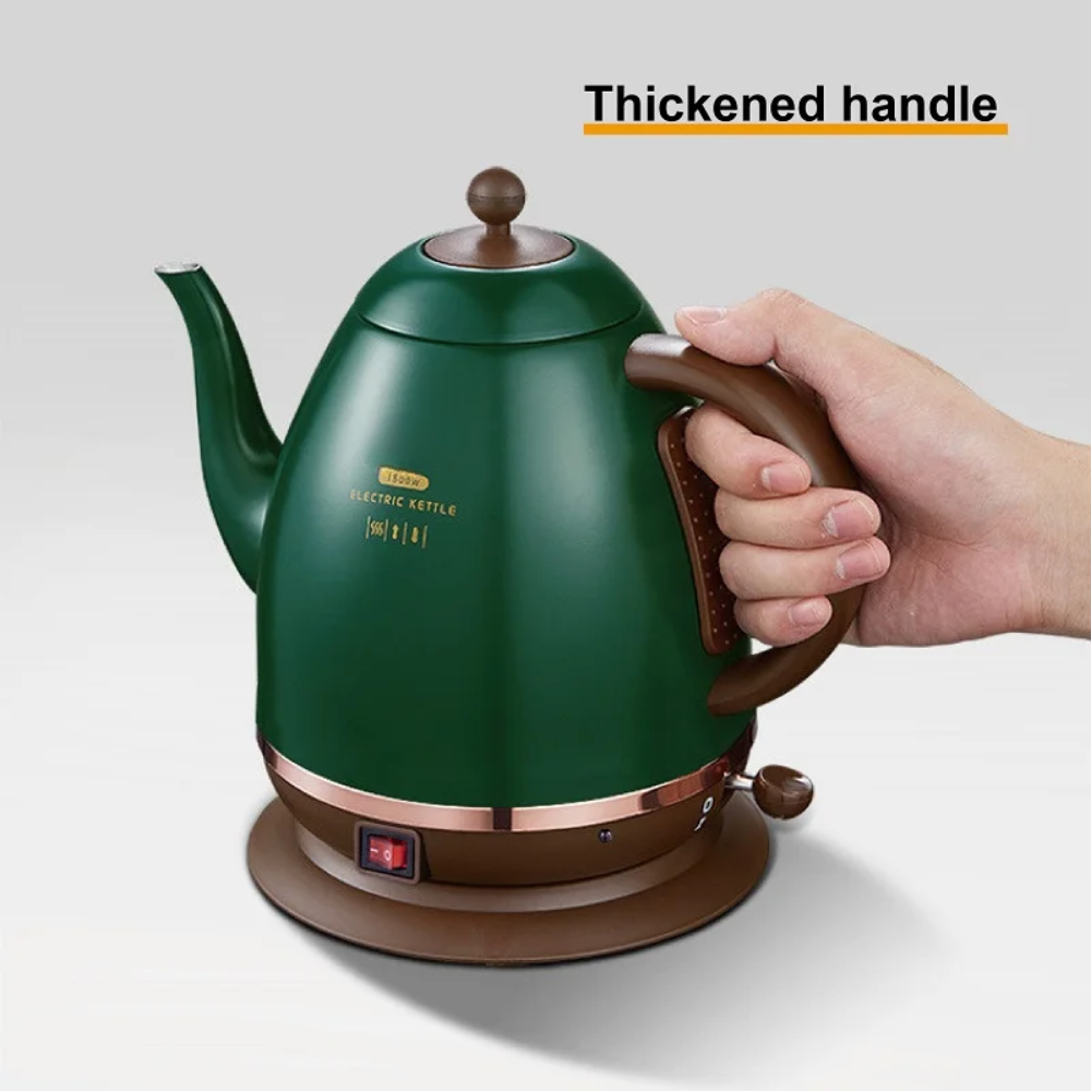 1500W Retro Style Electric Kettle Red – Rapid Boil, Heat Preservation, Long Spout