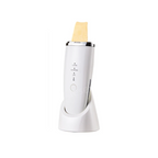 2-in-1 Ultrasonic Skin Exfoliator with Ion Therapy & EMS Lifting – White with Charging Base