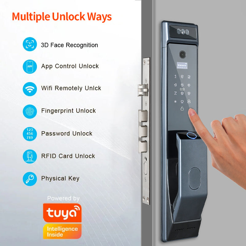 Smart Door Lock with 3D Face Recognition, Fingerprint, Password and App Access