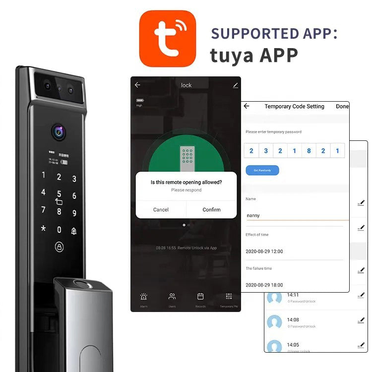 Smart Door Lock with 3D Face Recognition, Fingerprint, Password and App Access