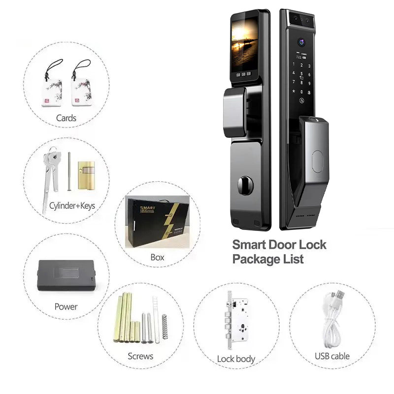Smart Door Lock with 3D Face Recognition, Fingerprint, Password and App Access
