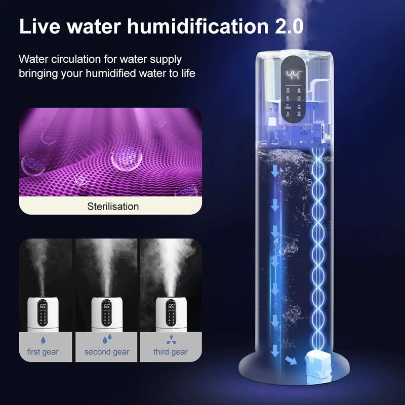 9L Ultrasonic Cool Mist Humidifier with Portable Design and Top Fill Water Tank