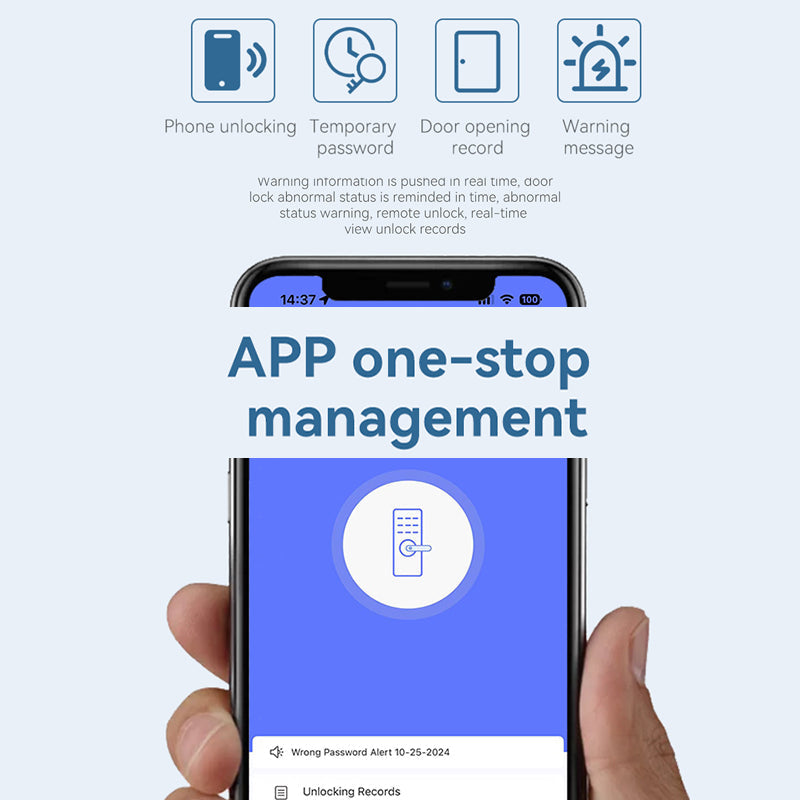 Digital Smart Door Lock with Fingerprint, Password, Card, Key and App Entry