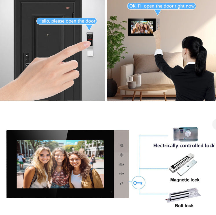 7-Inch Video Door Intercom with Touchscreen Monitor, Outdoor Camera and Door Unlock