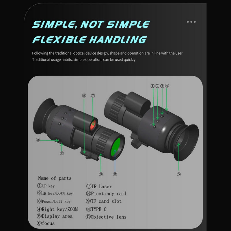 Waterproof 1080P Digital Night Vision Monocular with Infrared Mode and 1–10X Zoom