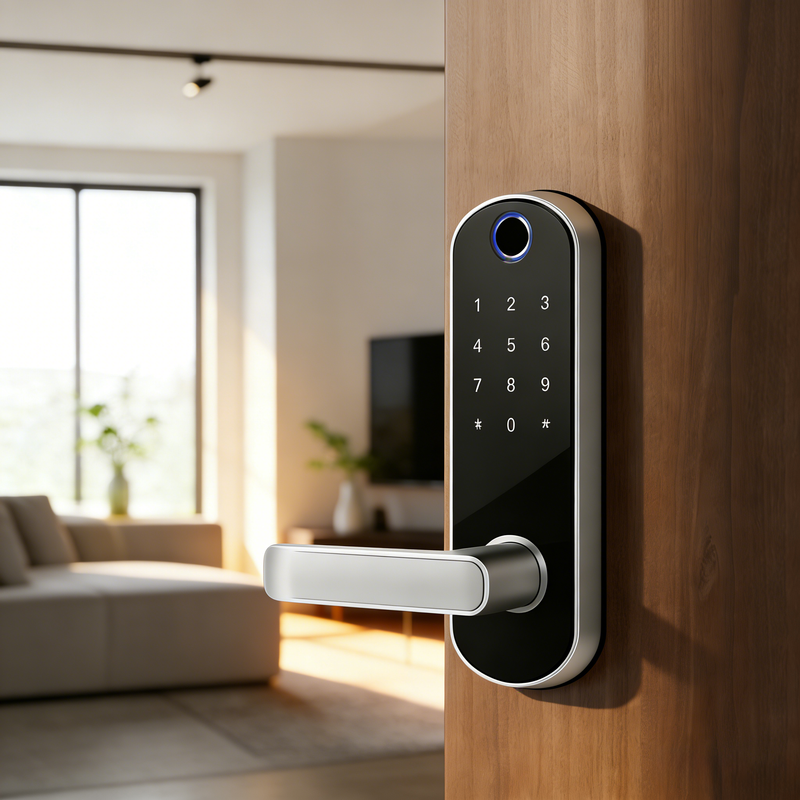 Tuya Wi-Fi Fingerprint Door Lock with Password and App Access for Wooden Doors