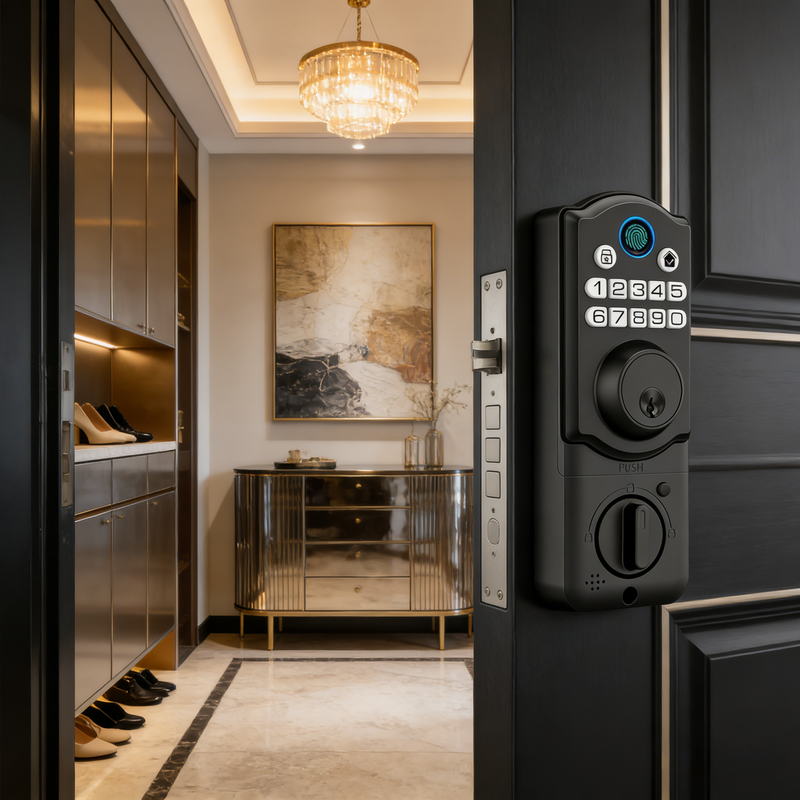 Smart Fingerprint Door Lock with WiFi Tuya App Control for Glass and Wooden Doors