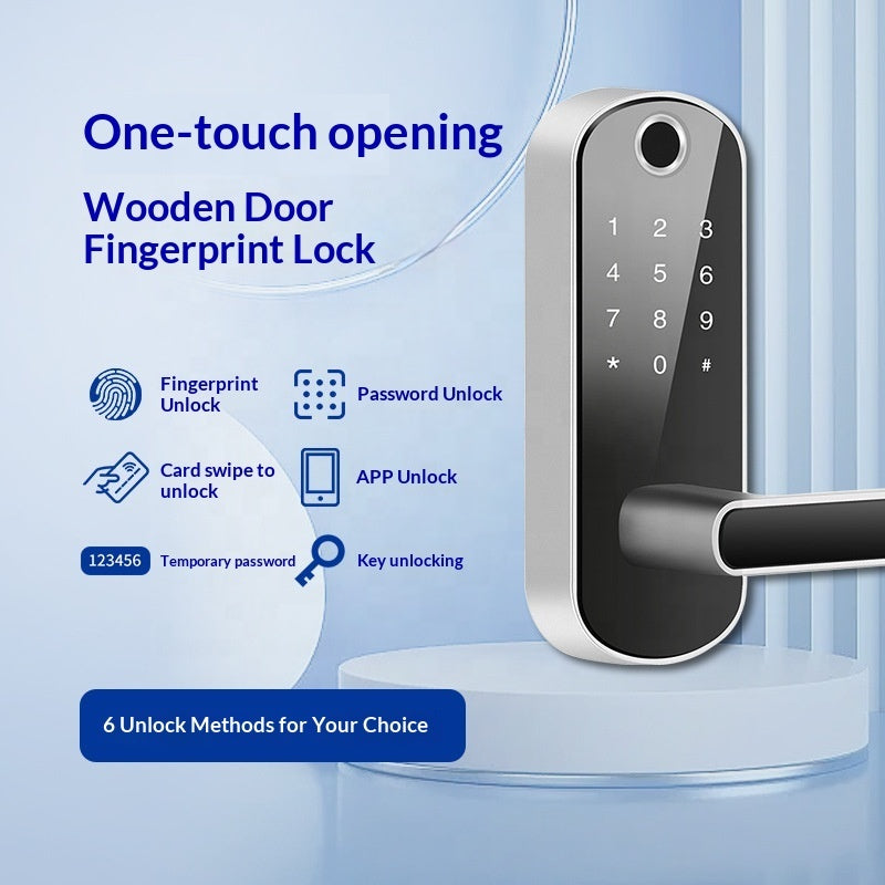Tuya Wi-Fi Fingerprint Door Lock with Password and App Access for Wooden Doors
