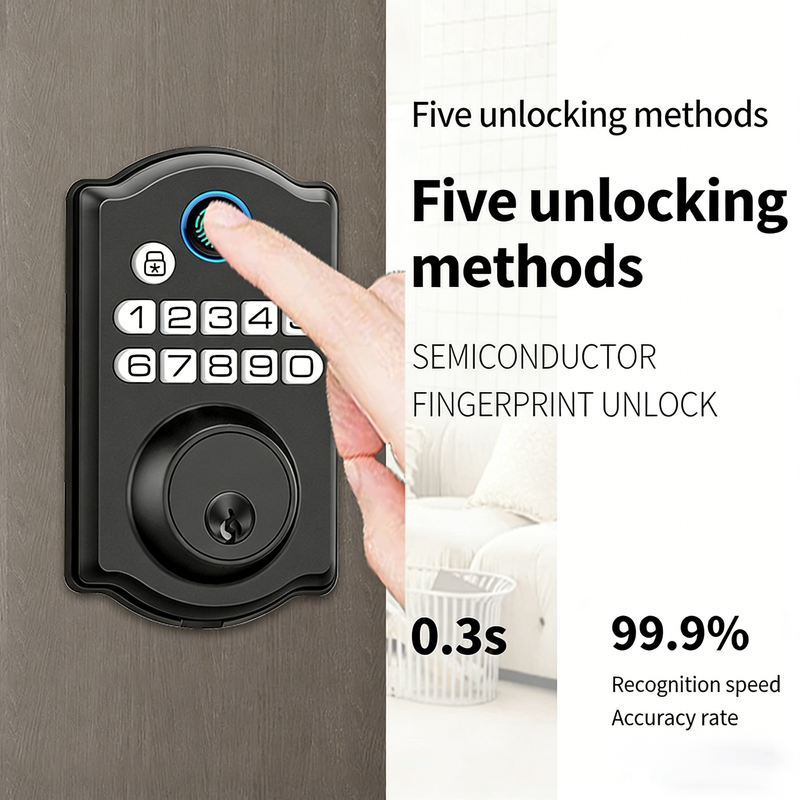 Smart Fingerprint Door Lock with WiFi Tuya App Control for Glass and Wooden Doors
