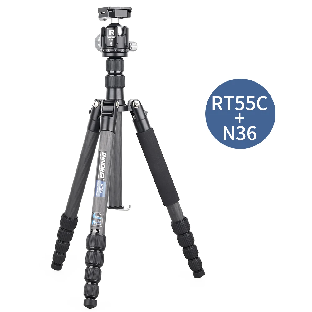 10-Layer Carbon Fiber Tripod, 161cm, 12kg Load, 2-in-1