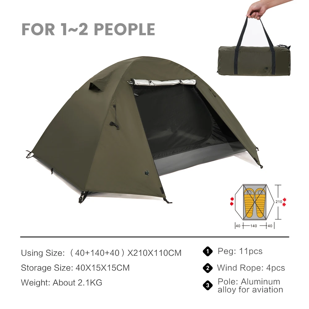 1-2 Person Waterproof Camping Tent with Sun Protection and Easy Setup
