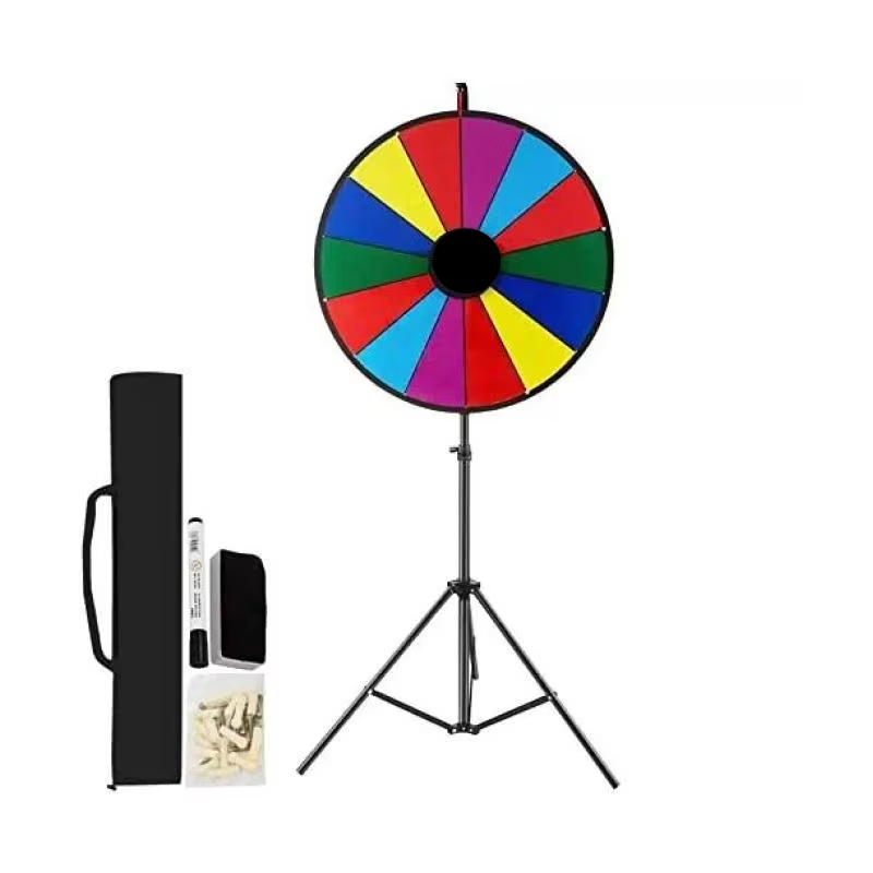 18 Inch Round Dry Erase Prize Wheel with 14 Custom Slots, Tripod Stand & Accessories for Events