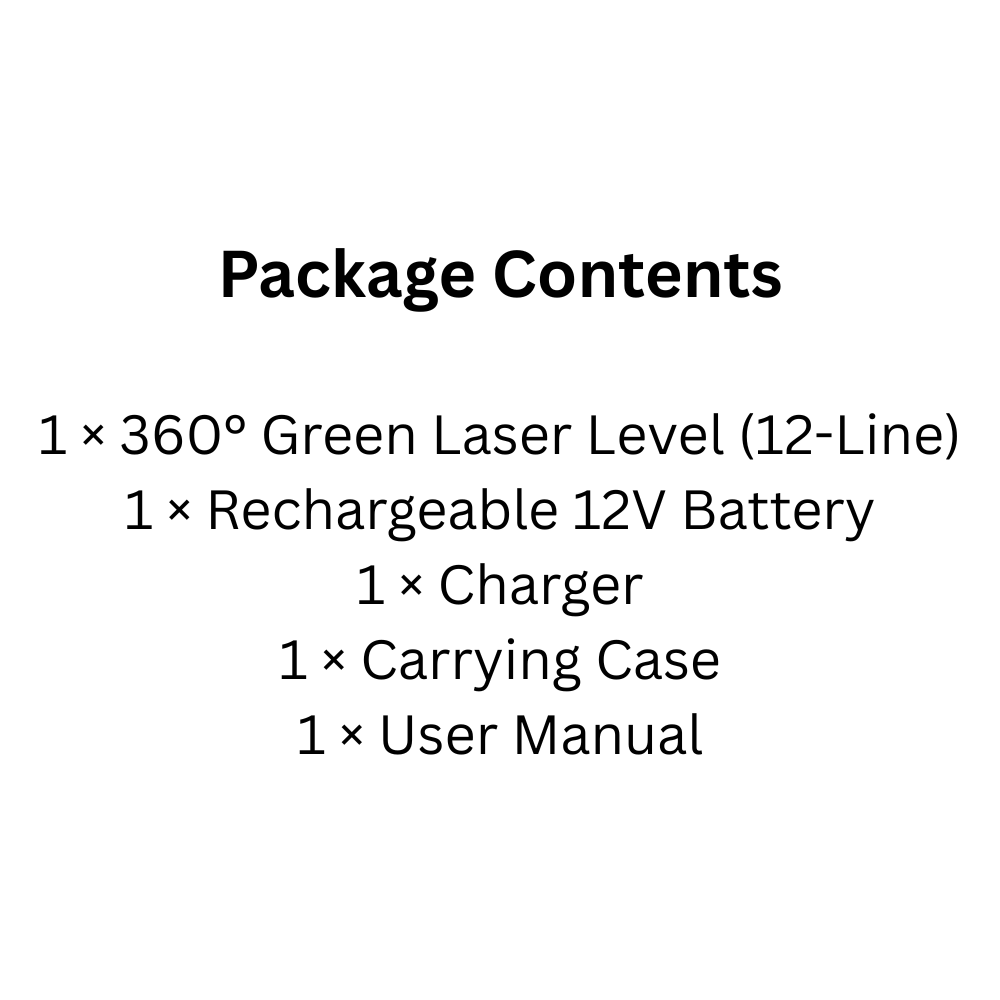 Cordless 12-Line 360° Green Laser Level with Battery, Charger & Hard Case