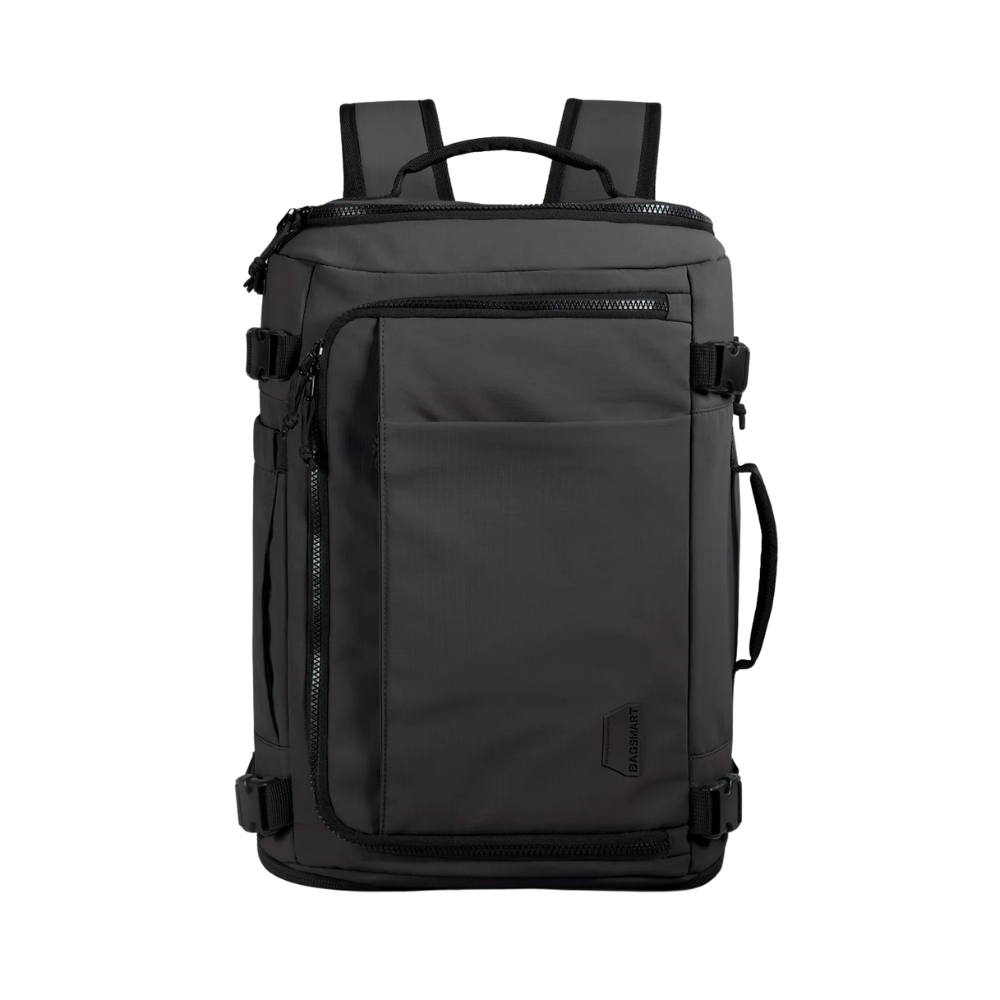 Black Expandable Travel Backpack with Laptop and USB Port
