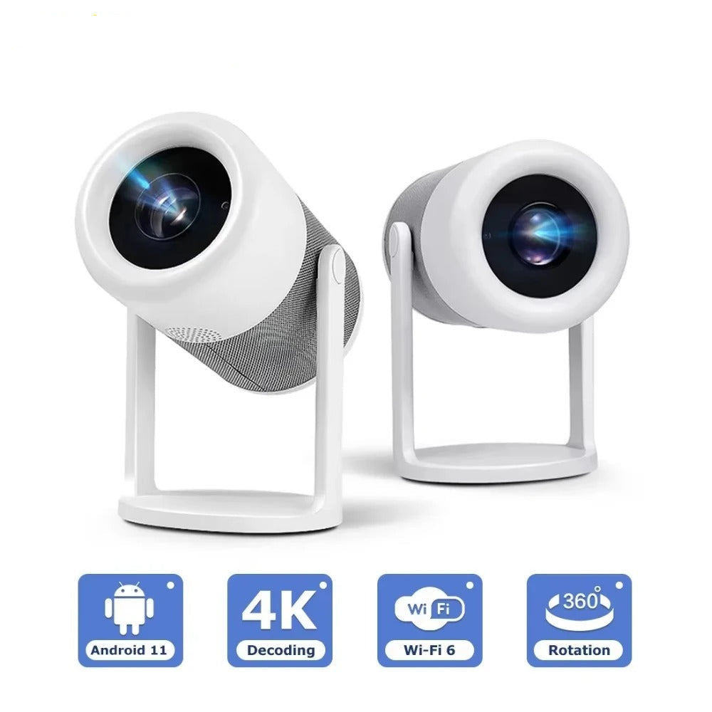 Smart Home Projector with Android 11 HD Resolution Wireless Streaming White