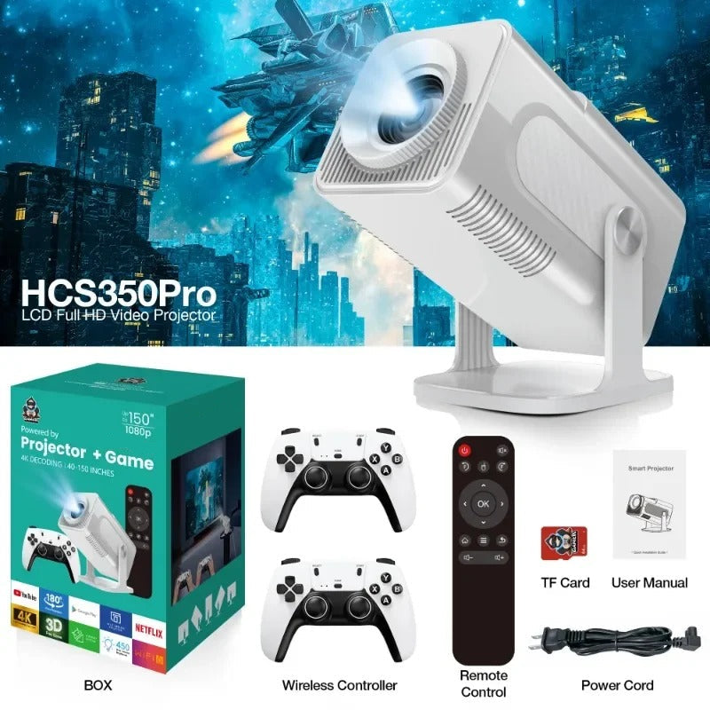 Mini Home Theater Projector with Auto Keystone 180 Lumens Brightness & Smart Features White