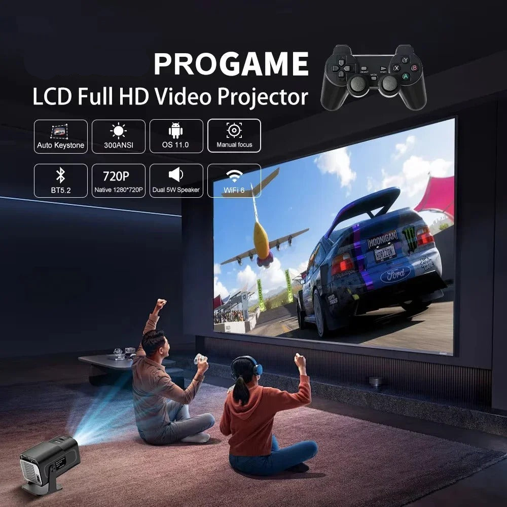 Mini Home Theater Projector with Auto Keystone 180 Lumens Brightness & Smart Features White