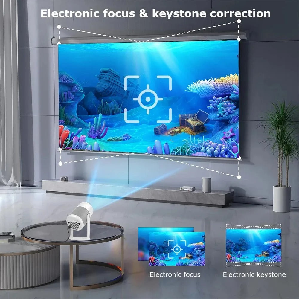 Smart Home Projector with Android 11 HD Resolution Wireless Streaming White
