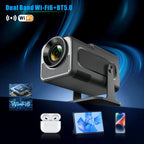 Compact Home Theater Projector with Auto Keystone 200 ANSI Lumens Dual-Band WiFi Black