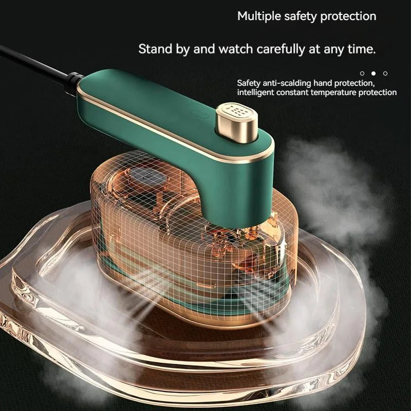Portable Mini Folding Iron with Adjustable Heat Compact Beige Design