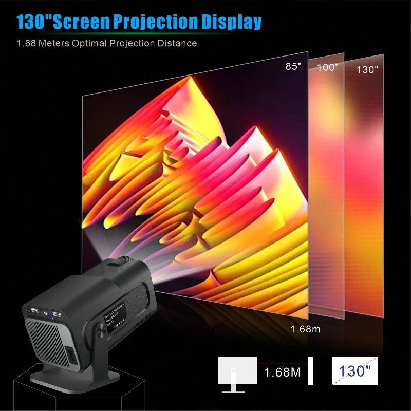 Compact Home Theater Projector with Auto Keystone 200 ANSI Lumens Dual-Band WiFi Black