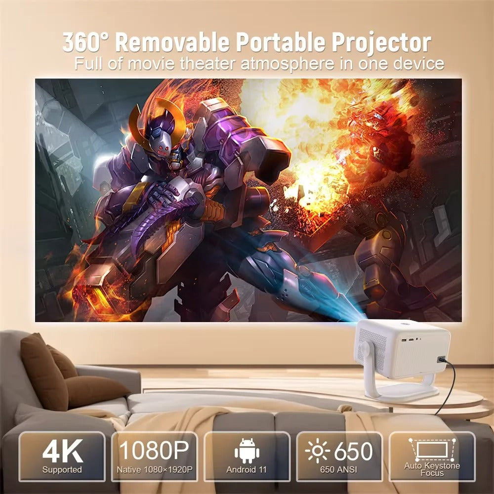 Smart WiFi Bluetooth Projector with Electronic Focus 1080p Resolution & 320 ANSI Lumens White