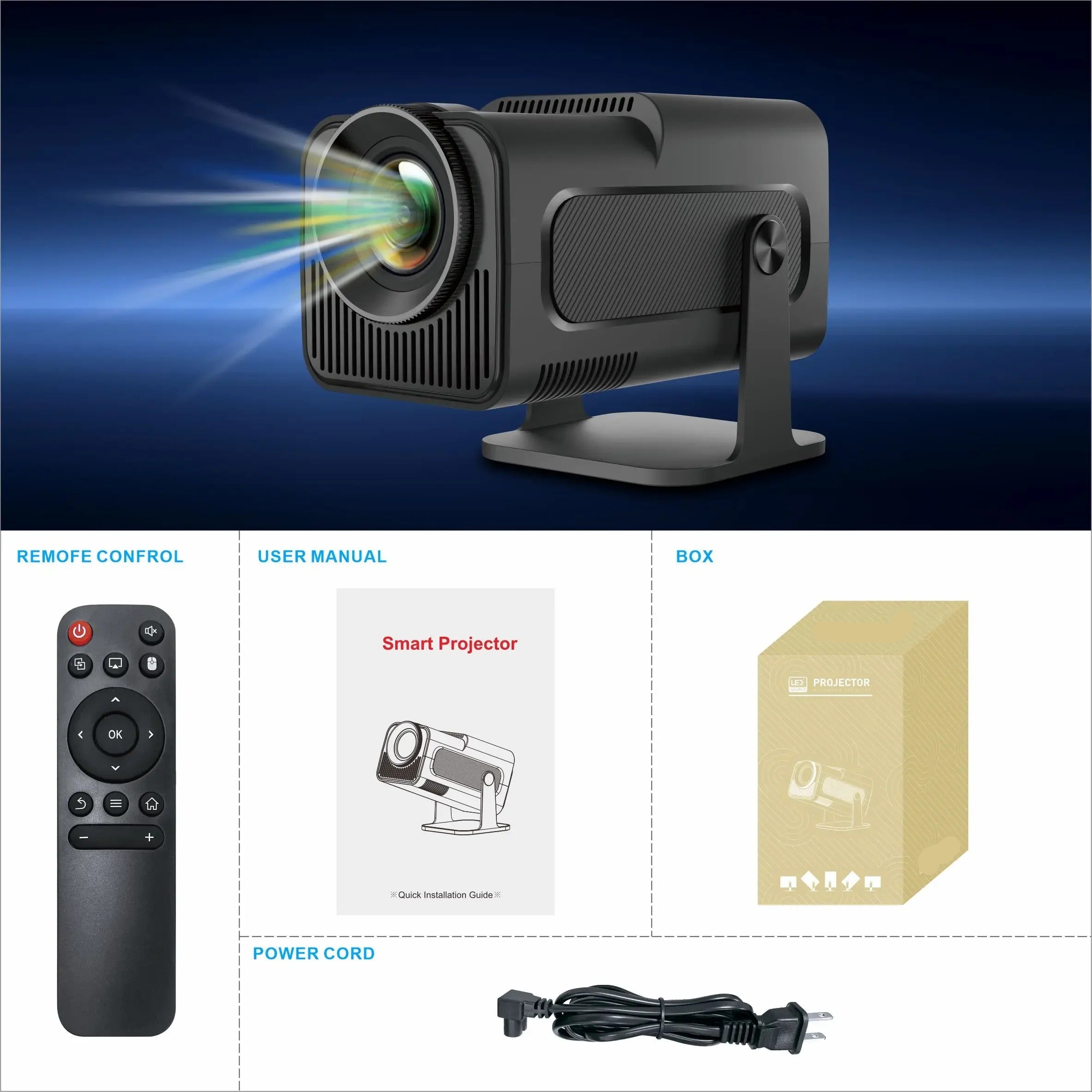 Compact Home Theater Projector 300 ANSI Bluetooth 5.0 & Streaming Apps Black