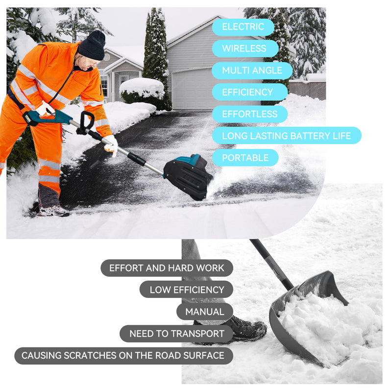 20V Cordless Electric Snow Thrower with 2Ah Battery and Quick Charging