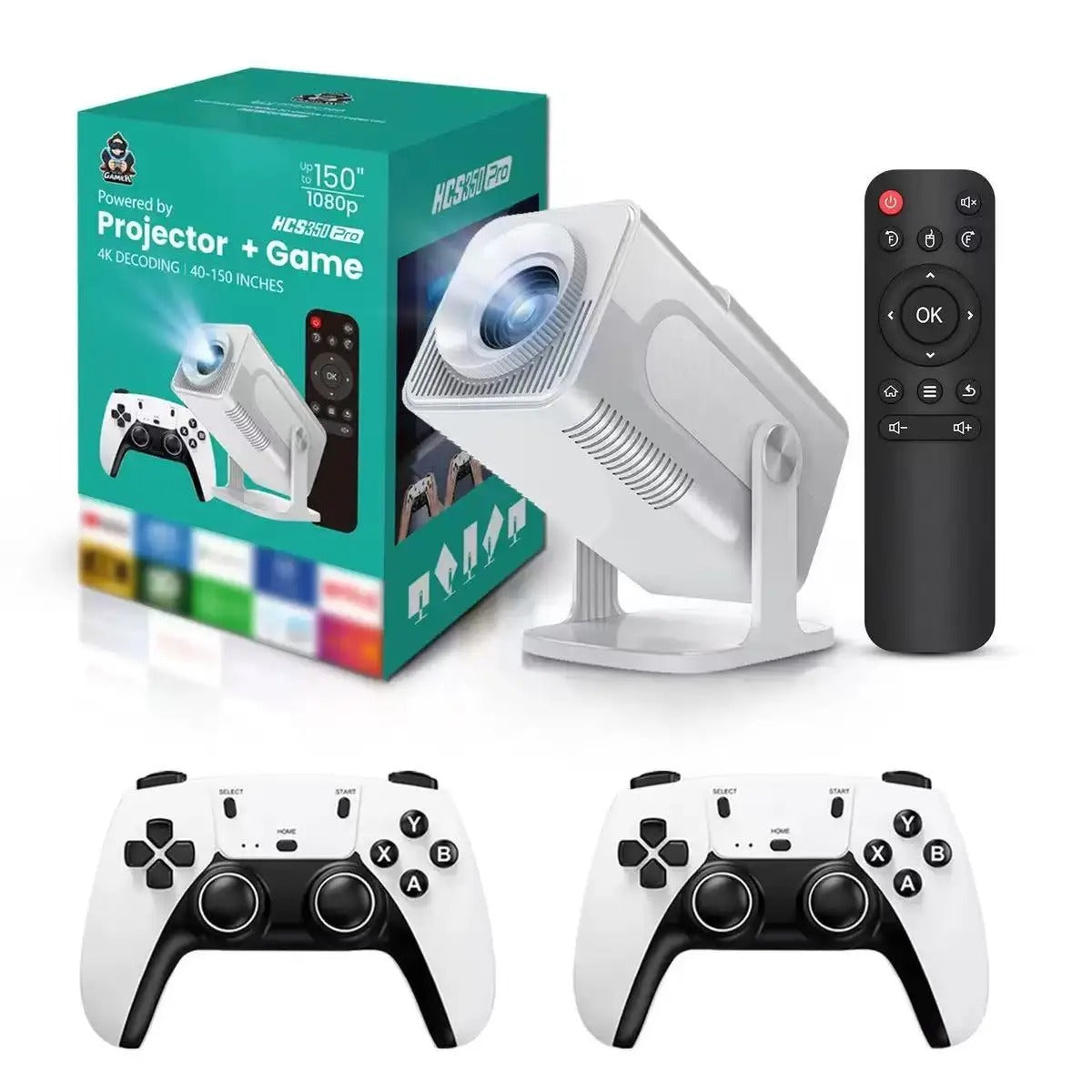 Mini Home Theater Projector with Auto Keystone 180 Lumens Brightness & Smart Features White