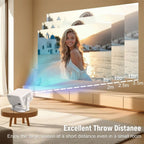 Smart WiFi Bluetooth Projector with Electronic Focus 1080p Resolution & 320 ANSI Lumens White