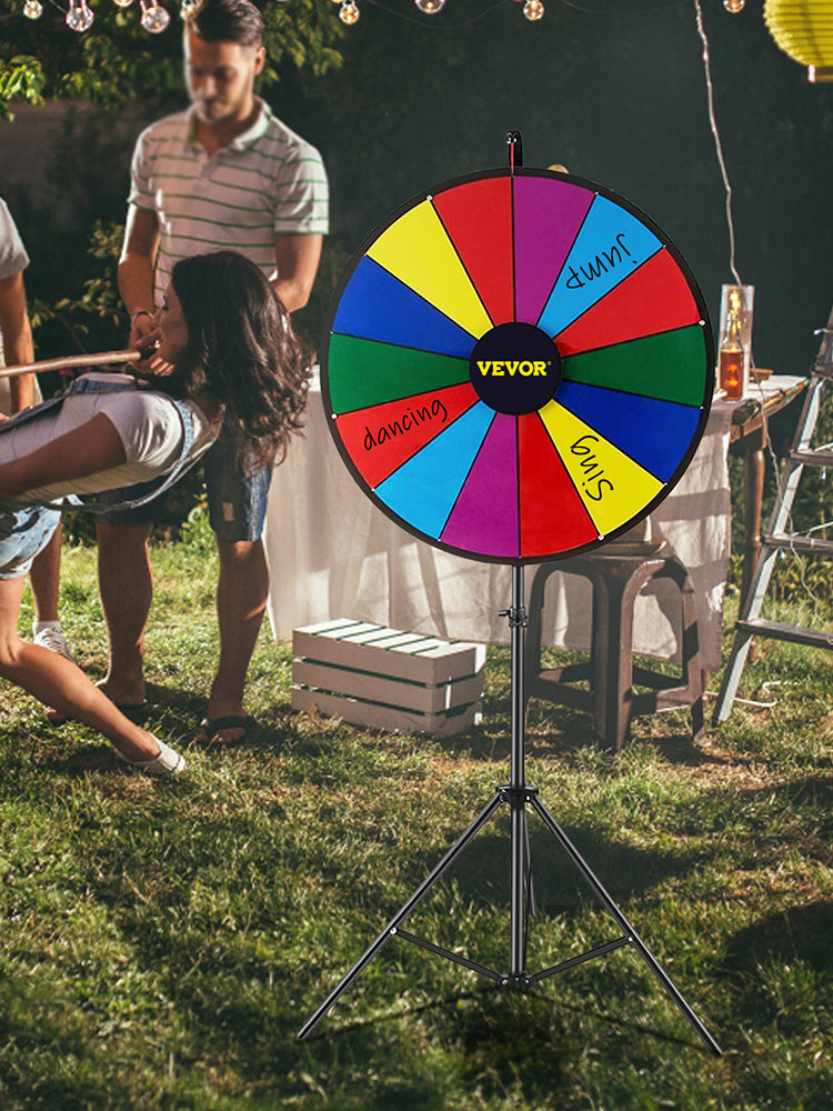 18 Inch Round Dry Erase Prize Wheel with 14 Custom Slots, Tripod Stand & Accessories for Events