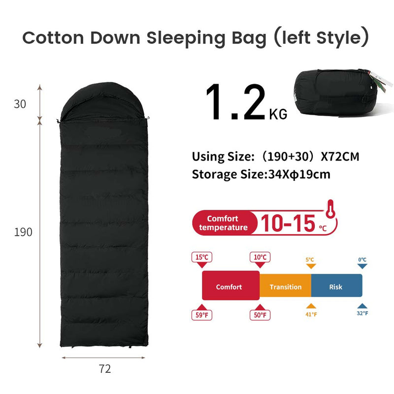 Lightweight Duck Down Camping Bag 5 to 15C Envelope Design for Hiking and Travel
